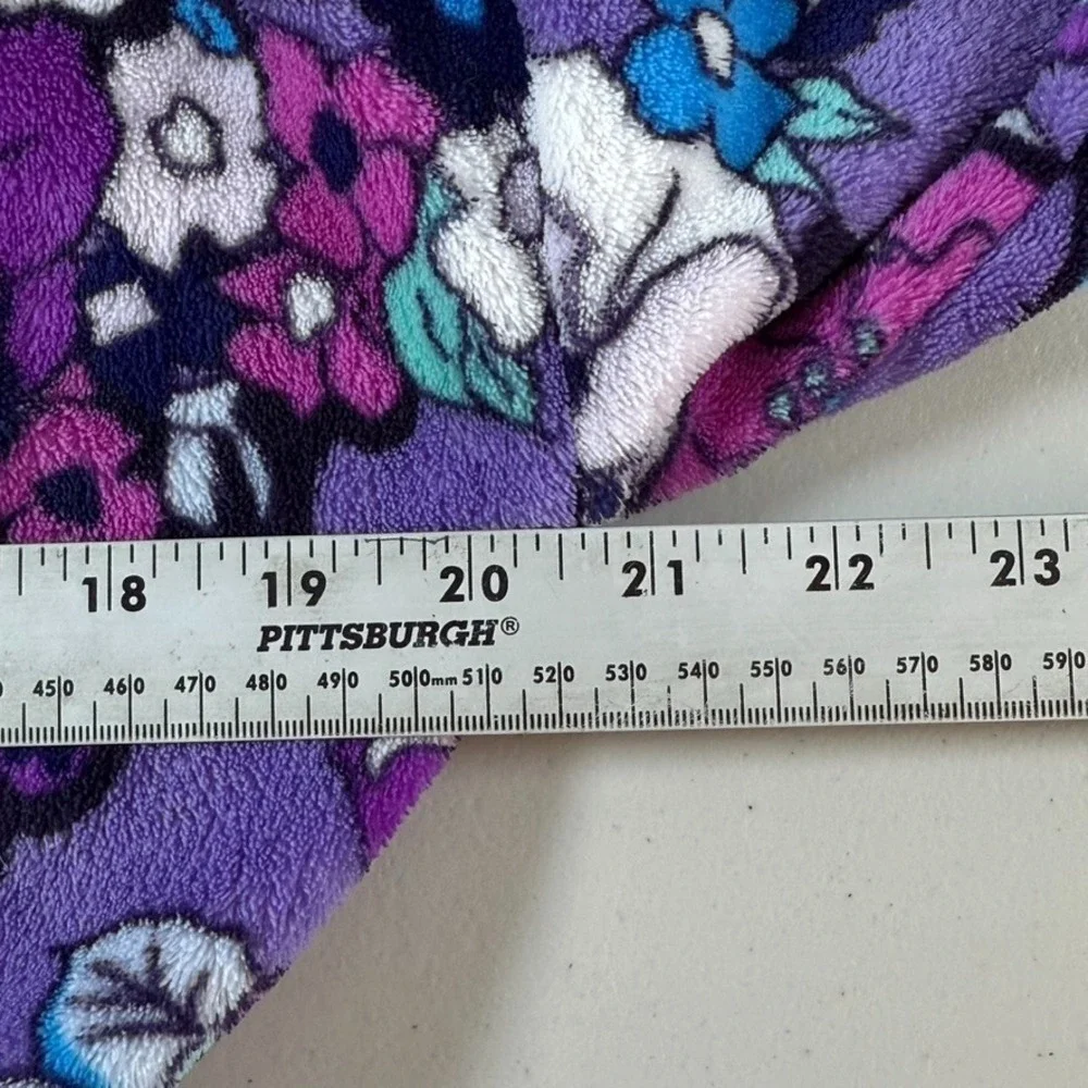 Vera Bradley Enchanted Garden Cozy Robe Womens S/M Purple Floral Hooded Travel